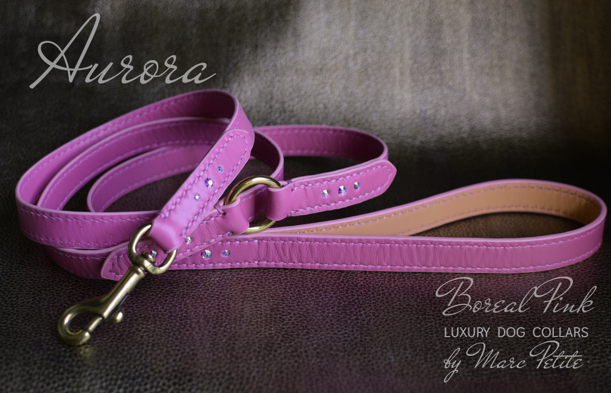 Swarovski Dog Leash Aurora Boreal Pink