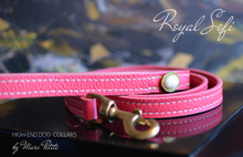 Load image into Gallery viewer, Royal Dog Collar & Leash in Pink Leather & Nacar