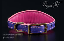 Charger l'image dans la galerie, Royal Dog Collar with Swarovski in purple leather