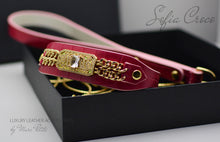 Load image into Gallery viewer, Pink, Roayl style Dog Collar & Leash in Croco leather