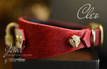 Load image into Gallery viewer, Jewelled Luxury Dog Collar in Red & Gold Panther