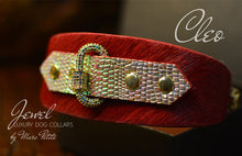 Load image into Gallery viewer, Jewelled Luxury Dog Collar in Red & Gold for Greyhound
