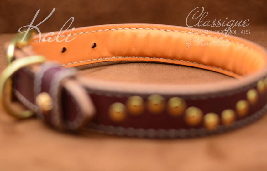 Source Luxury designer pet puppy brown vegetable tanned tan leather dog  collar staffy with belt buckle on m.