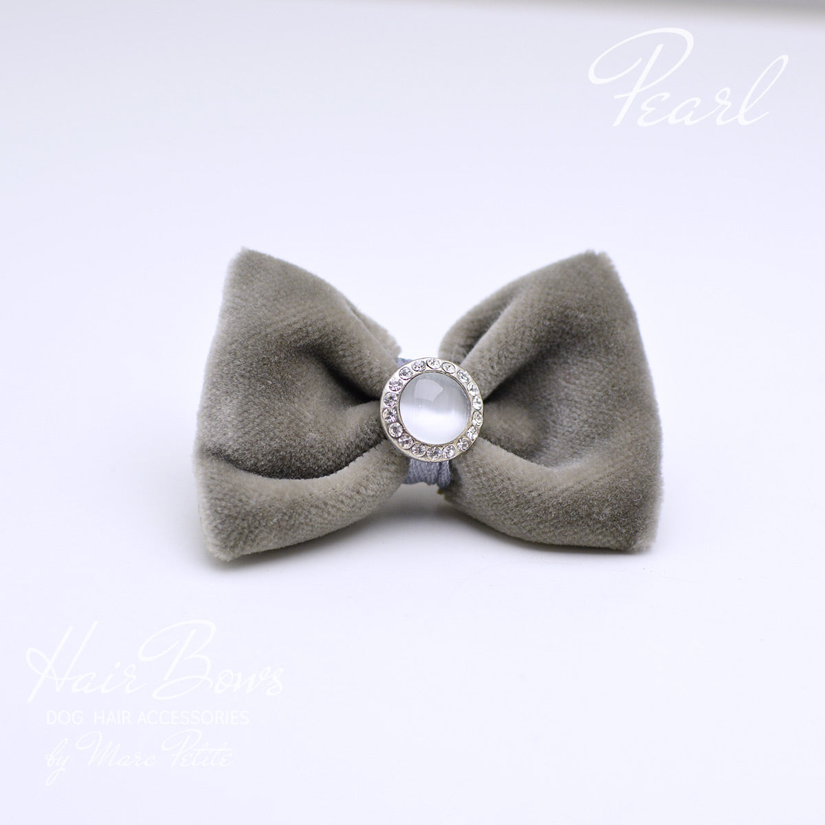 Grey Dog Hair Bow - Pearl – Marc Petite