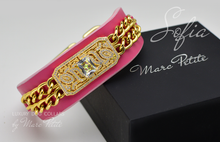 画像をギャラリービューアに読み込む, Jewelled Dog Collar in rose leather