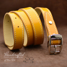 Load image into Gallery viewer, Hand sewn Mustard Full Grain Leather Belt