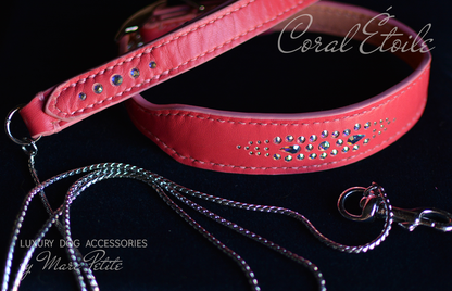 Coral Étoile Dog Collar & Leash