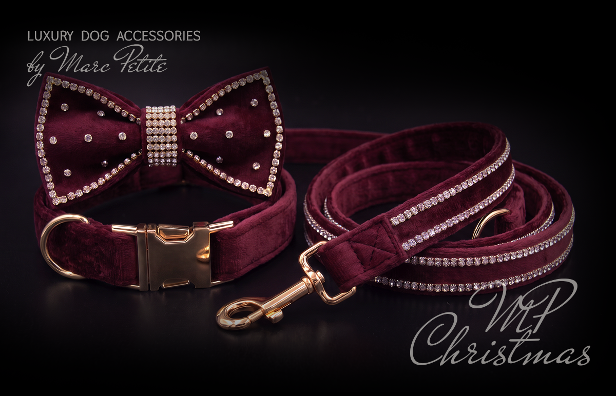 Christmas Red Dog Collar, Bow Tie & Leash