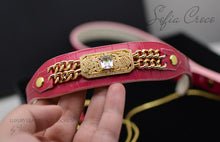 Load image into Gallery viewer, Pink, Roayl style Dog Collar &amp; Leash in Croco leather