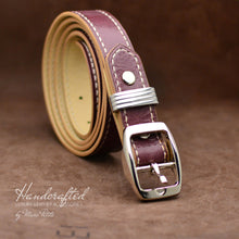 Charger l&#39;image dans la galerie, Handmade Burgundy  Leather Belt with Stainless Steel Stud
