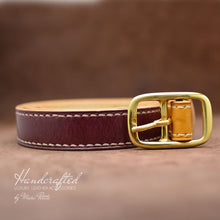 Load image into Gallery viewer, Handcrafted Burgundy Leather Belt