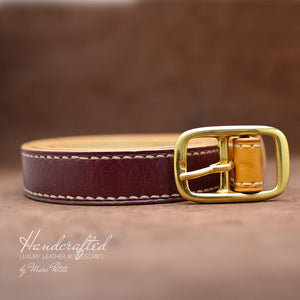 Handcrafted Burgundy Leather Belt