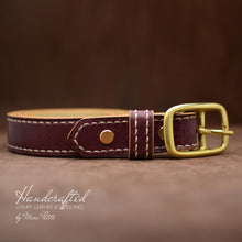 Charger l&#39;image dans la galerie, High-end Burgundy  Leather Belt with Brass Buckle