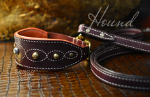 Load image into Gallery viewer, Burgundy Vegetable Tanned Leather Dog Collar &amp; Leash