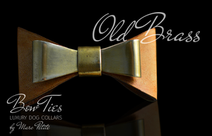 Old Brass Leather Dog Bow Tie