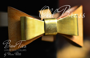 Old Brass Leather Dog Bow Tie
