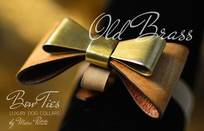 Old Brass Leather Dog Bow Tie