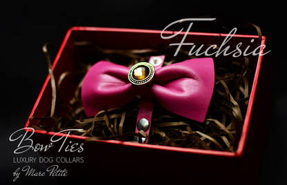 Luxury  Leather Bow Tie Dog Collar