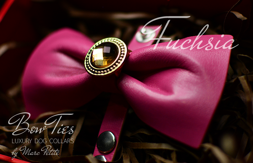 Rose Leather Bow Tie Dog Collar