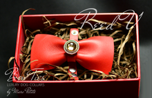 Load image into Gallery viewer, Red Leather Bow Tie
