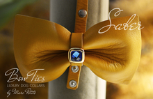 Load image into Gallery viewer, Yellow leather bow tie