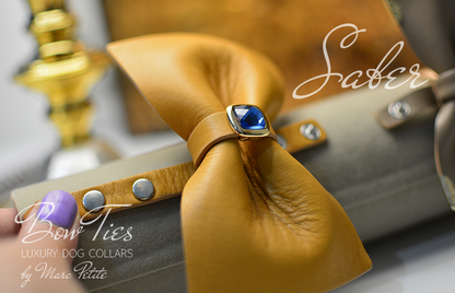 Leather bow tie dog collar