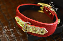 Charger l&#39;image dans la galerie, Jewelled Luxury Dog Collar in Red &amp; Gold for Italian Greyhound