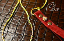 Load image into Gallery viewer, Luxury Dog Show Leash Red Fur Leather &amp; Gold Plated Panthere &amp; Snake Chain
