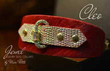 Load image into Gallery viewer, Jewelled Luxury Dog Collar in Red &amp; Gold for Greyhound