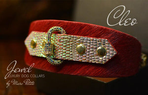 Jewelled Luxury Dog Collar in Red & Gold for Greyhound