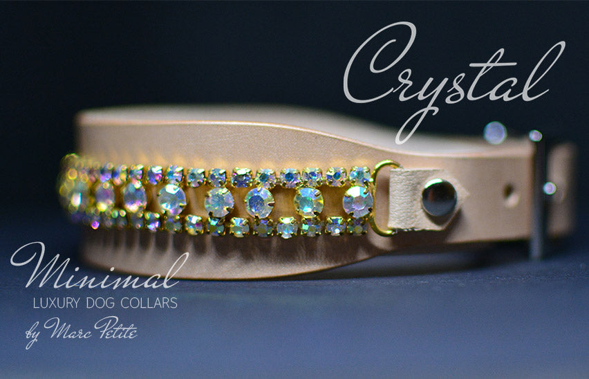 Crystal leather dog collar