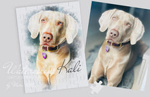 Load image into Gallery viewer, Personalized Dog Puzzle made of you Photo in Watercolour Technic.