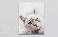 Charger l&#39;image dans la galerie, Portrait de chat personnalisé à partir d&#39;une photo - Aquarelle