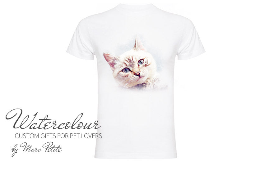 写真から作るカスタム水彩猫Tシャツ