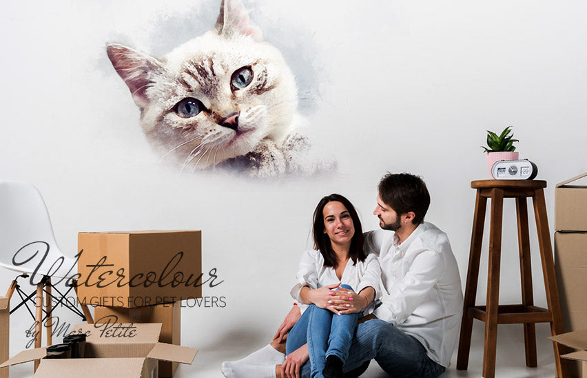 Papiers peints chat personnalisés pour murs - Aquarelle