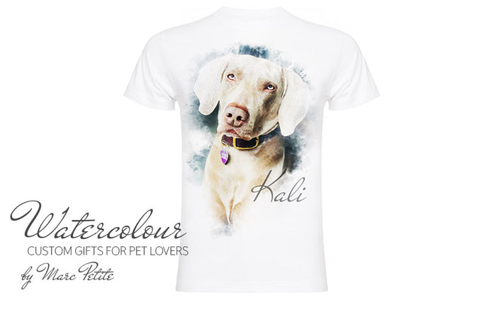 Custom Watercolour Dog T-shirt from Photo