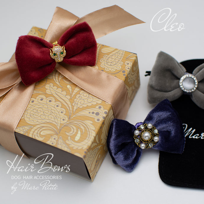 Velvet  Dog Hair Bows - Pack 3