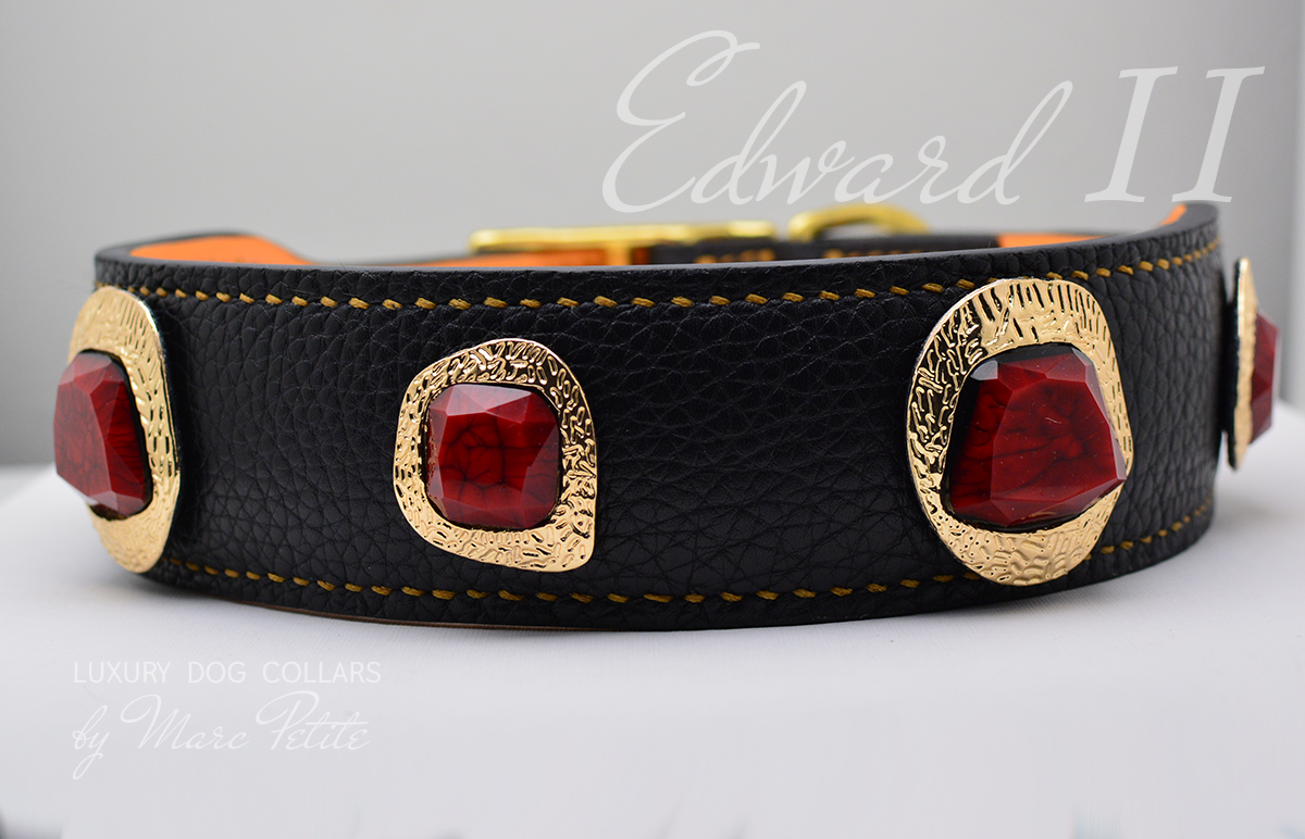 Luxury Brown Leather Dog Collar Designer Dog Collar With Gem 