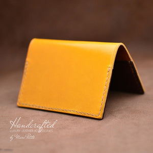 Handmade Yellow Mustard Full Grain Leather Cardholder