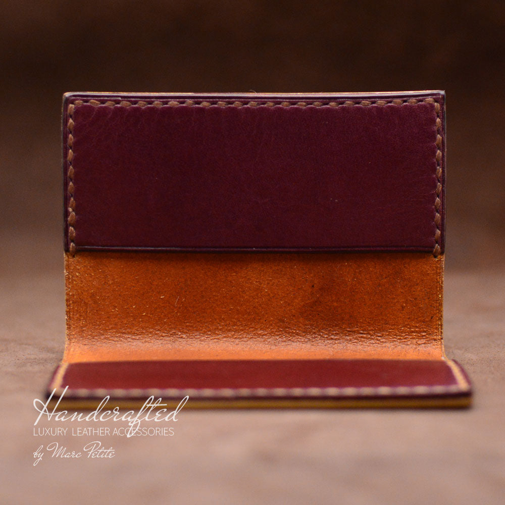 Handmade Burgundy Full Grain Leather Cardholder