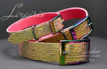 Load image into Gallery viewer, Holograhic Fashion dog collar croco reptil print leather