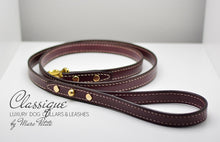 Charger l&#39;image dans la galerie, Burgundy, handmade and hand-stitched leather leash