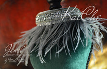 Charger l&#39;image dans la galerie, Haute Couture Dog Collar with feathers - Gold Plated - Grey - by Marc Petite