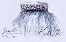 Charger l&#39;image dans la galerie, Haute Couture Dog Collar with feathers - Gold Plated - Grey - by Marc Petite