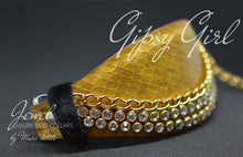 Load image into Gallery viewer, Yellow Snake Dog Collar with chain and Cristal