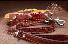 Charger l&#39;image dans la galerie, High end croco leather dog collar with spikes &amp; thorns