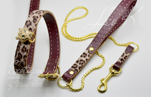 Luxury Dog Collar and Leash Leopard