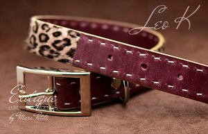 Exotic Leopard Fur leather Dog Collar