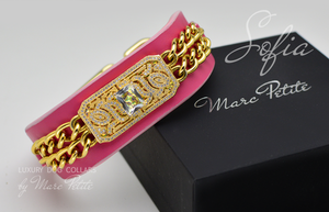 Jewelled Dog Collar in rose leather