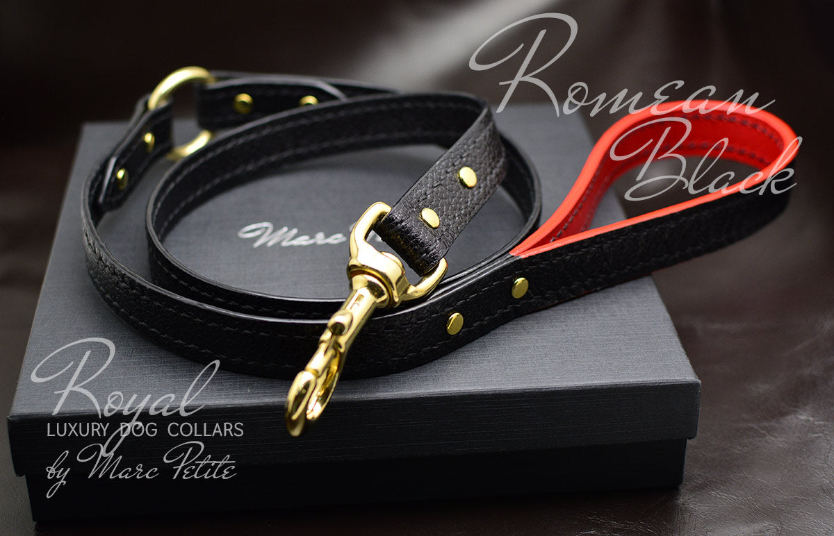 Black - Luxury Designer Monogram Empreinte Leather Dog Collar